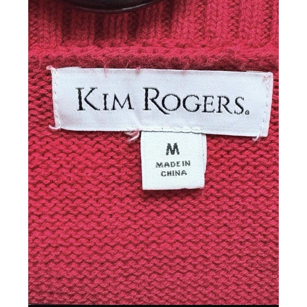 Kim Rogers Red Solid Cowl Neck Cotton Knit Long Sleeve Pullover Sweater M - Picture 4 of 5
